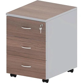 Тумба подкатная Комус Мебель (Easy to lead) Easy Standard с замком (темный дуб/серый, 404x454x573 мм, 3 ящика)