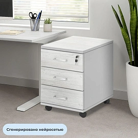 Тумба подкатная Комус Мебель (Easy to lead) Easy Standard с замком (сосна винтер/серый, 404x454x573 мм, 3 ящика)