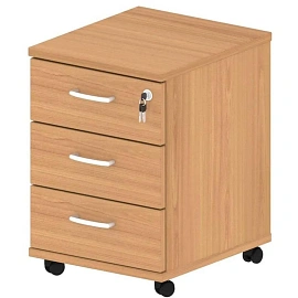 Тумба подкатная Комус Мебель Easy One с замком (груша ароза, 404x454x577 мм, 3 ящика)