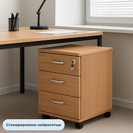 Тумба подкатная Комус Мебель Easy One с замком (груша ароза, 404x454x577 мм, 3 ящика)