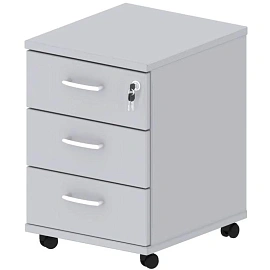 Тумба подкатная Комус Мебель Easy One с замком (серый, 404x454x577 мм, 3 ящика)