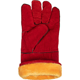 Краги сварщика спилковые утепленные пятипалые красные