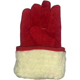 Краги сварщика спилковые утепленные пятипалые красные