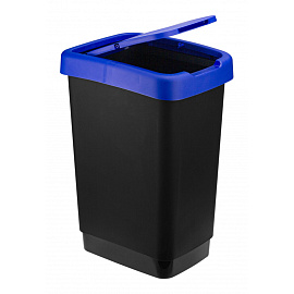 Ведро мусорное Idea Twin 25 л пластик с крышкой чёрное/синее (47x33x26 см)