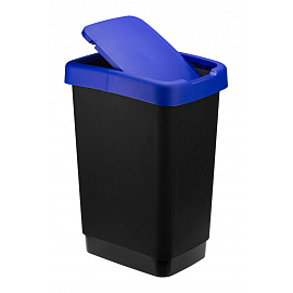 Ведро мусорное Idea Twin 25 л пластик с крышкой чёрное/синее (47x33x26 см)