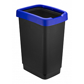 Ведро мусорное Idea Twin 25 л пластик с крышкой чёрное/синее (47x33x26 см)