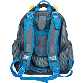 Ранец Комус Класс (№1 School) Котик с рыбкой анатомический серый с двумя отделениями