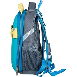 Ранец Комус Класс (№1 School) Котик с рыбкой анатомический серый с двумя отделениями