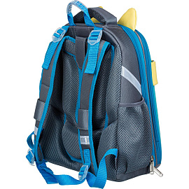 Ранец Комус Класс (№1 School) Котик с рыбкой анатомический серый с двумя отделениями