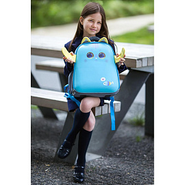 Ранец Комус Класс (№1 School) Котик с рыбкой анатомический серый с двумя отделениями