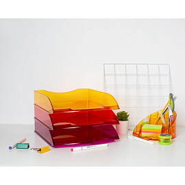 Подставка-органайзер для канцелярских принадлежностей Attache Яркий офис 12 отделений оранжевая 10x17.5x17.5 см