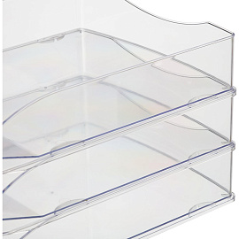 Лоток горизонтальный для бумаг Attache Оffice пластиковый прозрачный