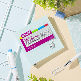 Стикеры Z-сложения Attache 76х76 мм пастельные голубые для диспенсера (1 блок на 100 листов)