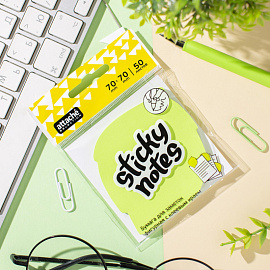 Стикеры фигурные Attache Selection Листок 70х70 мм неоновые зеленые (1 блок на 50 листов)