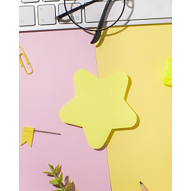 Стикеры фигурные Attache Selection Звезда 70х70 мм неоновые желтые (1 блок на 50 листов)