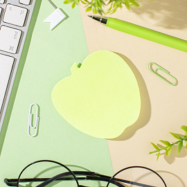 Стикеры фигурные Attache Selection Яблоко 70х70 мм неоновые зеленые (1 блок на 50 листов)