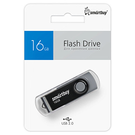 Флеш-диск 16 GB SMARTBUY Twist USB 2.0, черный, SB016GB2TWK