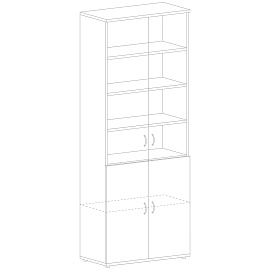 Шкаф для документов Стратегия со стеклом (ноче милано/серый, 836x435x2175 мм)