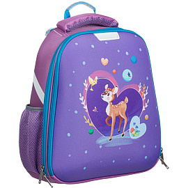 Ранец №1 School Basic Олененок анатомический фиолетовый с двумя отделениями