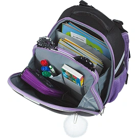 Ранец Комус Класс (№1 School) Kitty Black анатомический черный экокожа с двумя отделениями