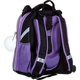 Ранец Комус Класс (№1 School) Kitty Black анатомический черный экокожа с двумя отделениями