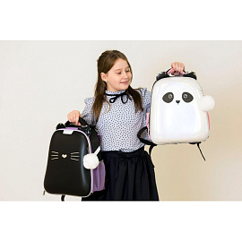 Ранец Комус Класс (№1 School) Kitty Black анатомический черный экокожа с двумя отделениями