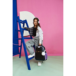 Ранец Комус Класс (№1 School) Kitty Black анатомический черный экокожа с двумя отделениями