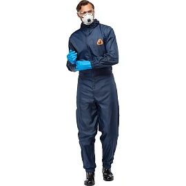 Комбинезон многоразовый с капюшоном Jeta Safety JPC75b синий 55 г/кв.м (размер XL)