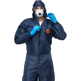Комбинезон многоразовый с капюшоном Jeta Safety JPC75b синий 55 г/кв.м (размер XL)