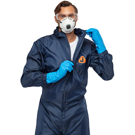 Комбинезон многоразовый с капюшоном Jeta Safety JPC75b синий 55 г/кв.м (размер XXL)