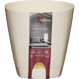 Горшок для цветов с поддоном InGreen Amsterdam 4 л сливочный (19x20 см)