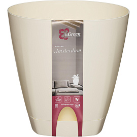 Горшок для цветов с поддоном InGreen Amsterdam 8 л сливочный (24.4x25 см)