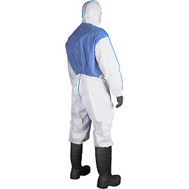 Комбинезон одноразовый с капюшоном Lakeland MicroMAX NS CoolSuit белый/синий 45-55 г/кв.м (размер 54-58, XL, EMNC428)
