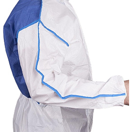 Комбинезон одноразовый с капюшоном Lakeland MicroMAX NS CoolSuit белый/синий 45-55 г/кв.м (размер 54-58, XL, EMNC428)