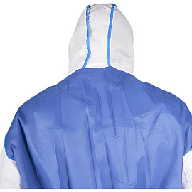 Комбинезон одноразовый с капюшоном Lakeland MicroMAX NS CoolSuit белый/синий 45-55 г/кв.м (размер 54-58, XL, EMNC428)