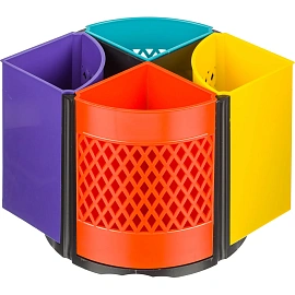 Подставка-органайзер для канцелярских принадлежностей Attache Квартет от 4 до 8 отделений разноцветная 11x12.5x12.5 см вращающаяся