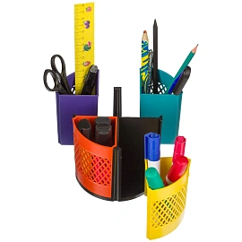 Подставка-органайзер для канцелярских принадлежностей Attache Квартет от 4 до 8 отделений разноцветная 11x12.5x12.5 см вращающаяся