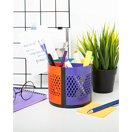 Подставка-органайзер для канцелярских принадлежностей Attache Квартет от 4 до 8 отделений разноцветная 11x12.5x12.5 см вращающаяся