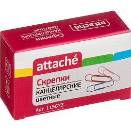 Скрепки канцелярские 28 мм Attache металлические с полимерным покрытием (100 штук в упаковке)