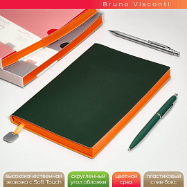 Ежедневник недатированный Bruno Visconti Mercury искусственная кожа A5 136 листов зелёный (оранжевый обрез)