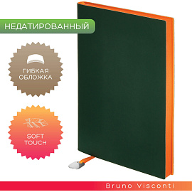 Ежедневник недатированный Bruno Visconti Mercury искусственная кожа A5 136 листов зелёный (оранжевый обрез)