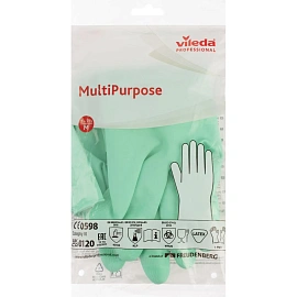Перчатки латексные Vileda Professional с хлопковым напылением зеленые (размер 7.5-8, М, 174363)