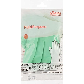 Перчатки латексные Vileda Professional с хлопковым напылением зеленые (размер 8.5-9, L, 174365)