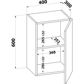 Шкаф настенный Сокол ПН-04 (дуб сонома, 400x300x600 мм)