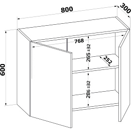 Шкаф настенный Сокол ПН-08 (дуб сонома, 800x300x600 мм)