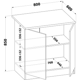 Шкаф напольный Сокол ТК-08 (дуб сонома, 800x600x850 мм)