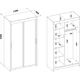Шкаф-купе Сокол 2-ств.ШР-126.2 1200x600x2400, венге/дуб