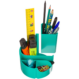 Подставка-органайзер для канцелярских принадлежностей Attache Office 6 отделений бирюзовая 11x12x12 см вращающаяся