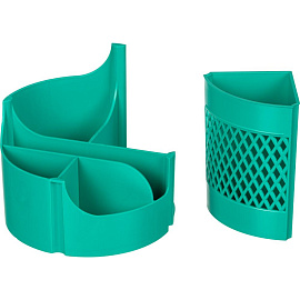 Подставка-органайзер для канцелярских принадлежностей Attache Office 6 отделений бирюзовая 11x12x12 см вращающаяся