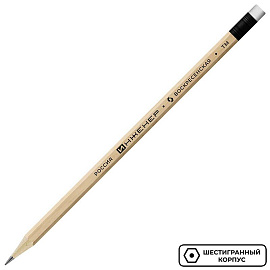 Карандаш чернографитный HB с ластиком Инженер 1-1240 заточенный шестигранный